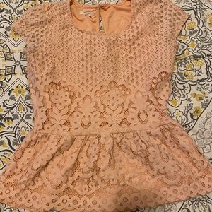 Pink Lace Peplum Blouse